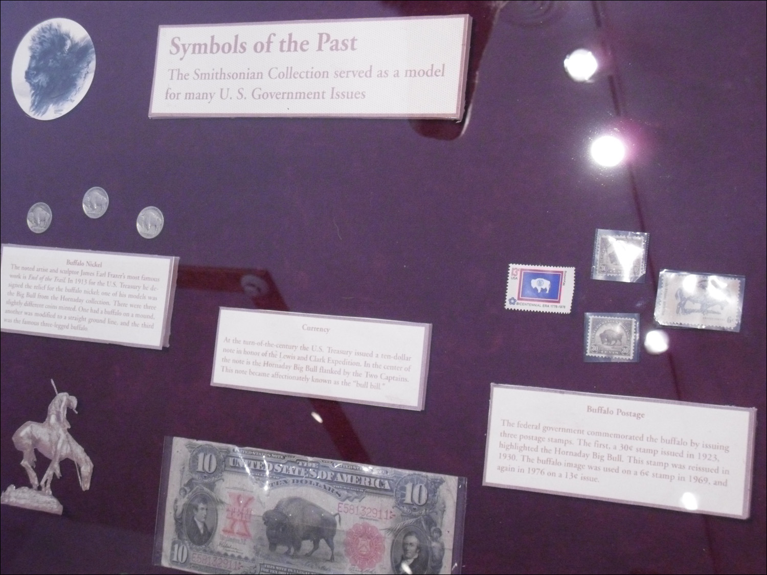Fort Benton, MT Agriculture Museum-use of Bison on money & postage